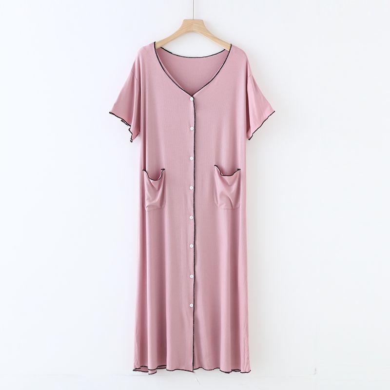 Short Sleeve Button Down Modal Nightgown