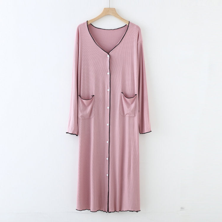 Long Sleeve Button Down Modal Nightgown