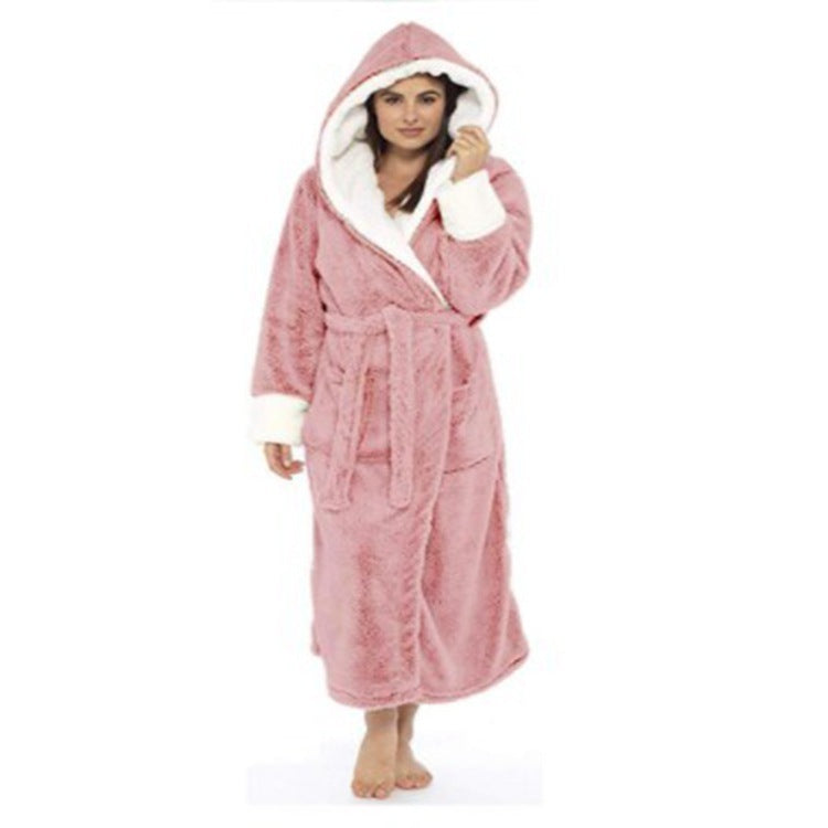 Warm Plush Hoodie Robe