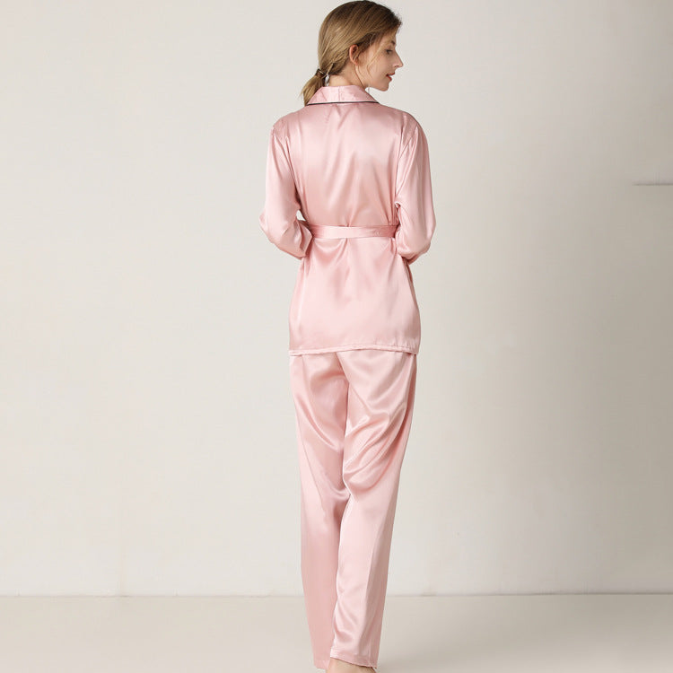 Satin Wrap-Blouse Pajamas