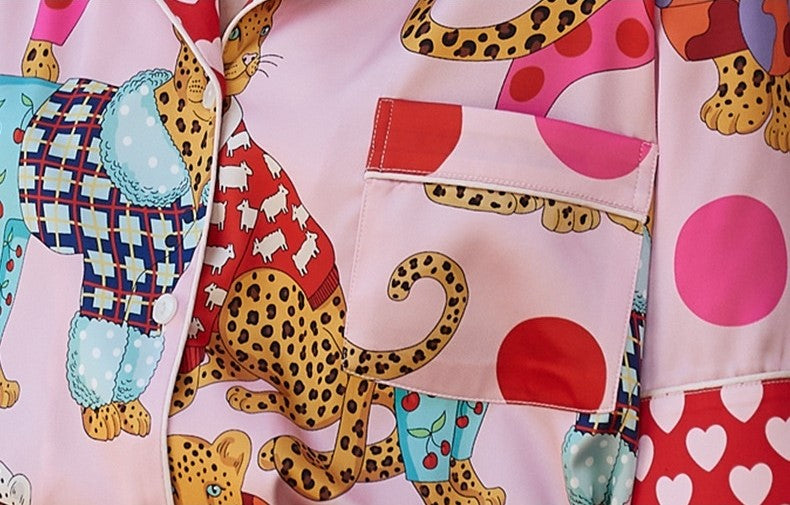 Ice Silk Short Sleeve & Shorts Cat Pajamas