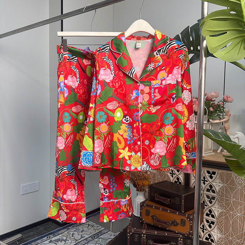 Zebra Floral Faux Silk Pajamas