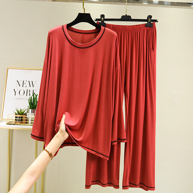 Modal Fabric Pajamas with Contrasting Welt