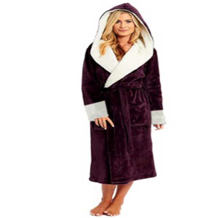 Warm Plush Hoodie Robe
