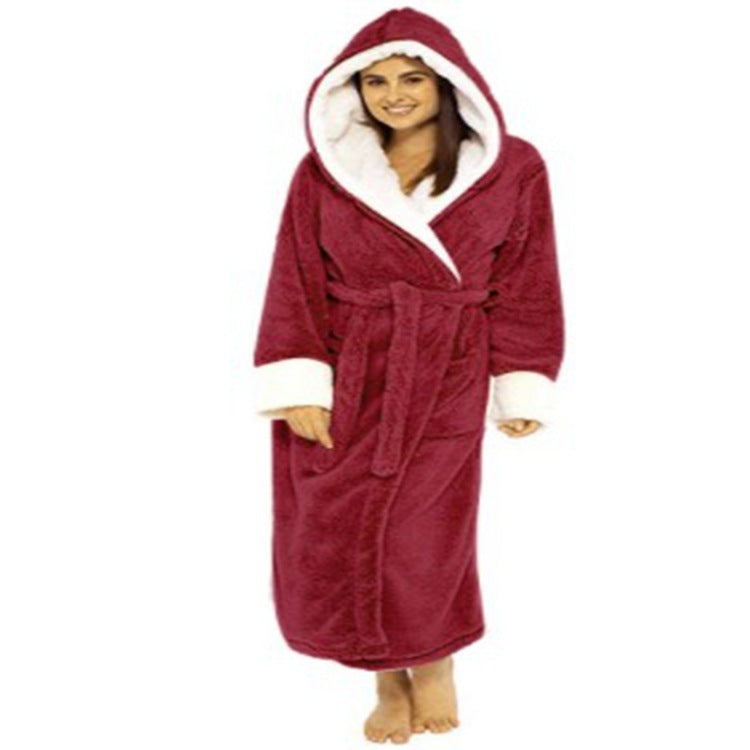 Warm Plush Hoodie Robe