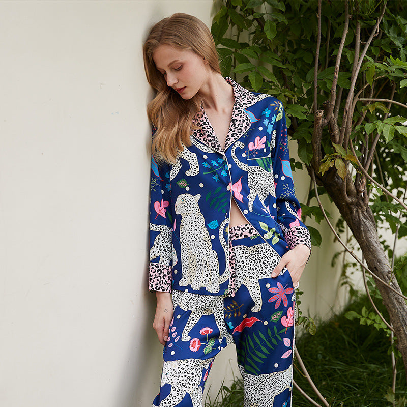 Royal Blue Leopard Print Pajamas