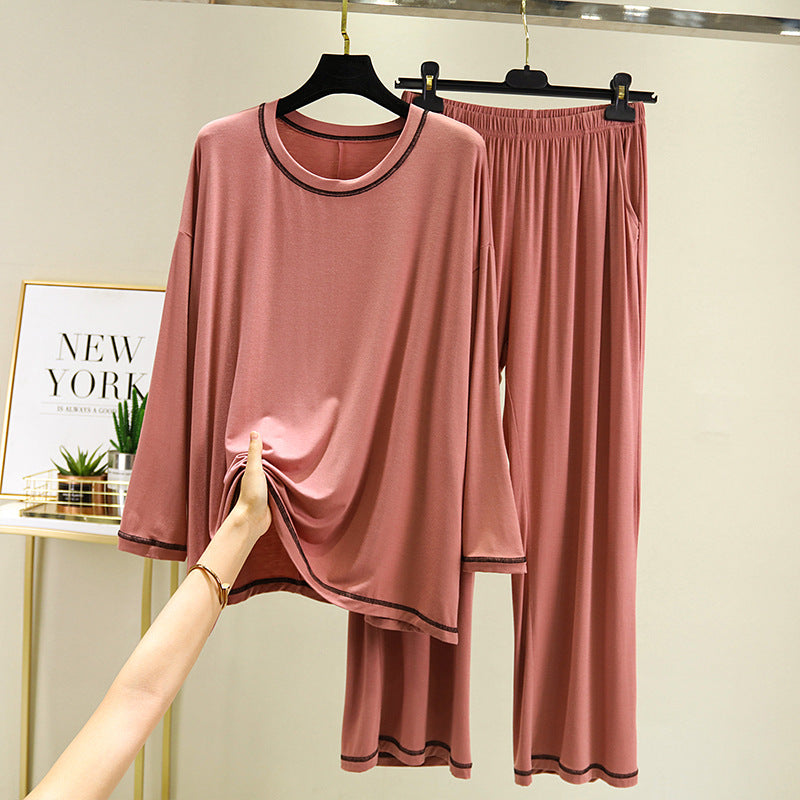 Modal Fabric Pajamas with Contrasting Welt