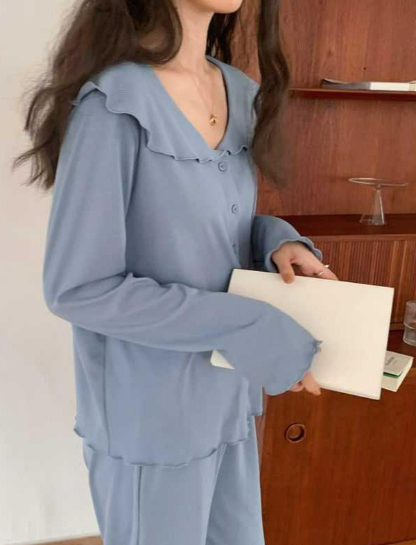 Soft Sweet Scalloped Collar Pajamas