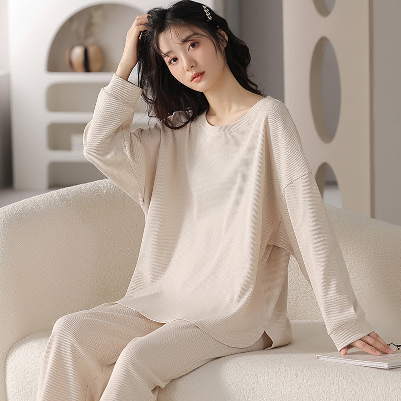 Ribbed Waffle Pattern Casual Pajamas