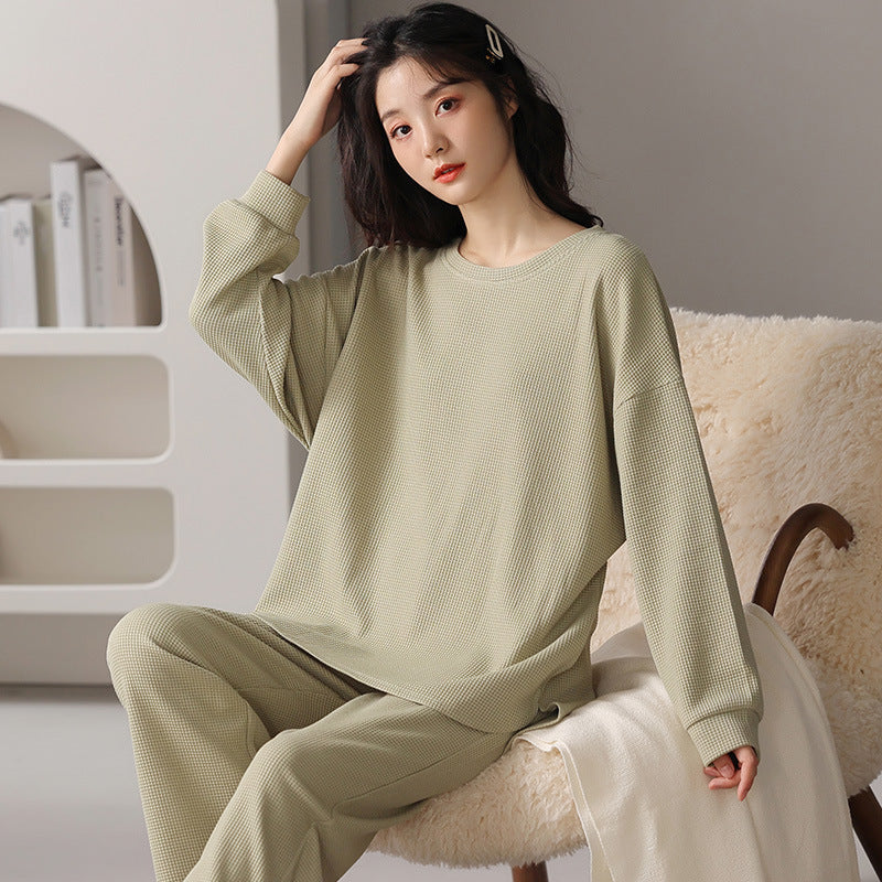 Ribbed Waffle Pattern Casual Pajamas
