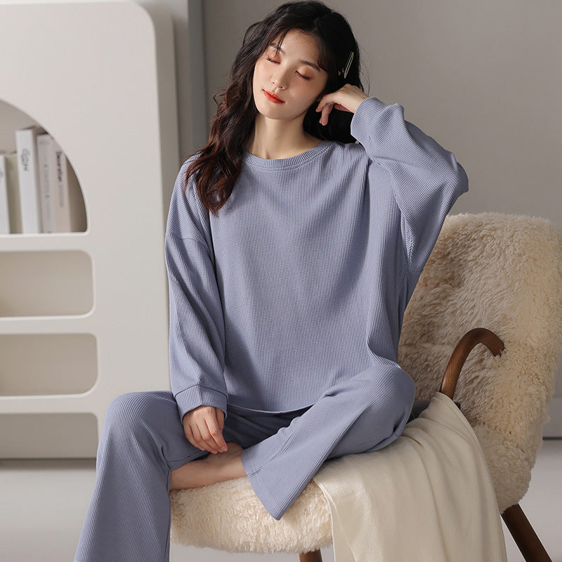 Ribbed Waffle Pattern Casual Pajamas