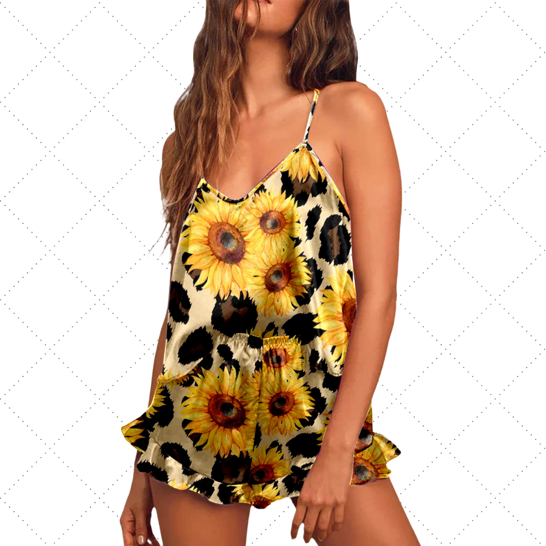 Satin Ruffled Edge Shorts & Camisole