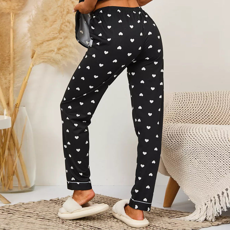 Black with White Heart Pajamas