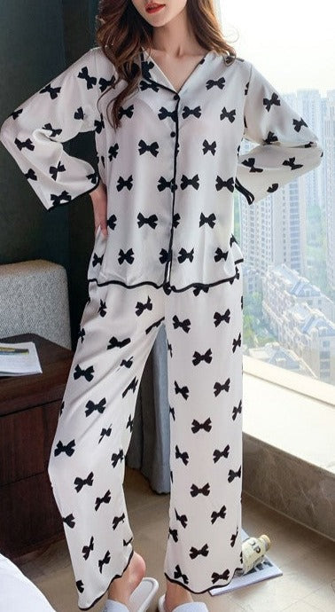 Black Bow Print Pajamas