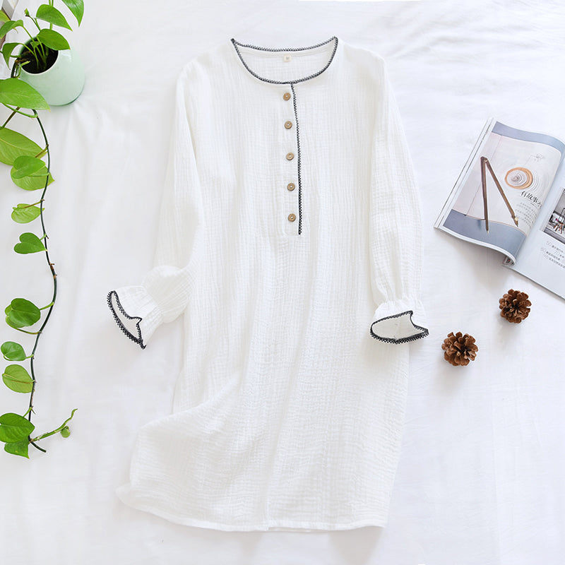 Mid-Length Long Sleeve Pullover Nightgown