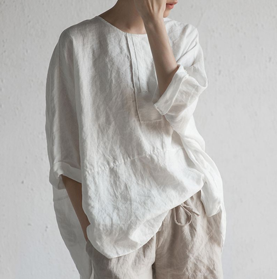 Linen/Cotton Pullover Blouse