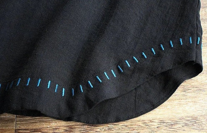 Cotton/Linen Tank With Embroidered Hem