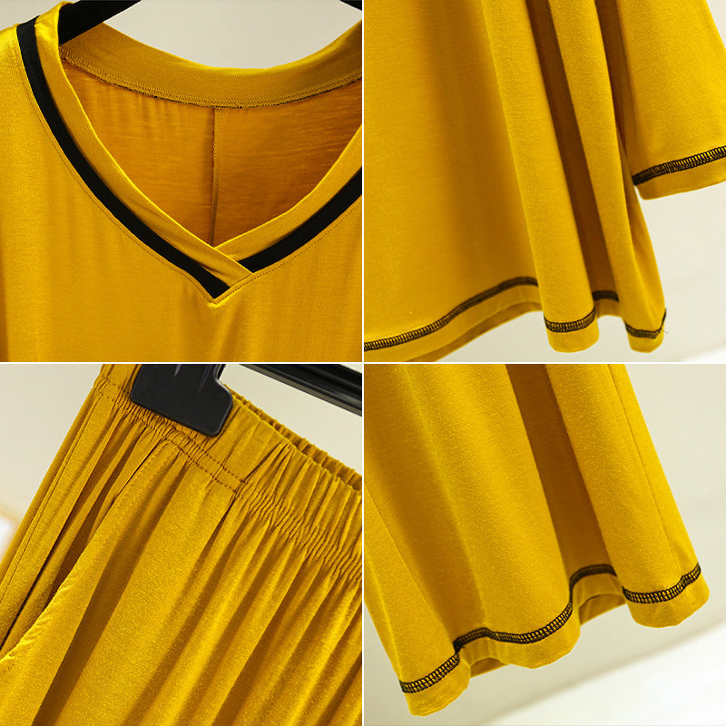 Modal Fabric Pajamas with Contrasting Welt